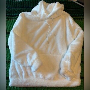 Cozy White Fleece Hoodie Sweater